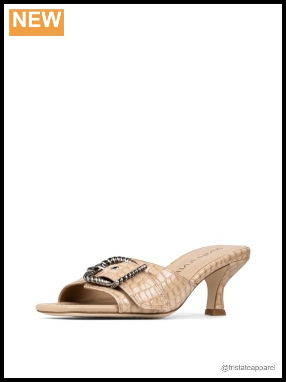 Crocco Patent Leather Slingback Kitten Heel Sandals Memory Foam Cushioned